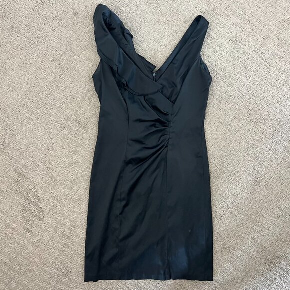 Macy's Cocktail Attire | Jump Girl Black Satin Dress - Picture 3 of 6